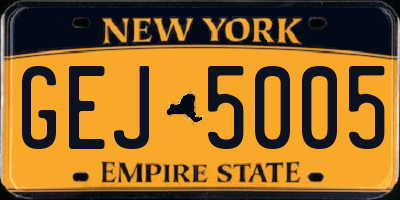 NY license plate GEJ5005