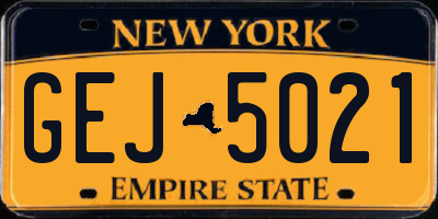 NY license plate GEJ5021