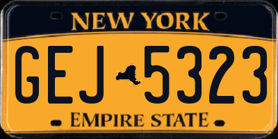 NY license plate GEJ5323