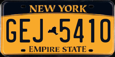 NY license plate GEJ5410