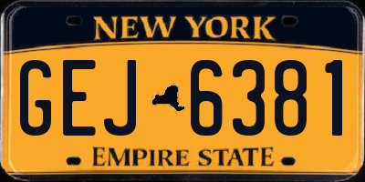NY license plate GEJ6381