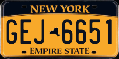 NY license plate GEJ6651