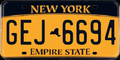 NY license plate GEJ6694