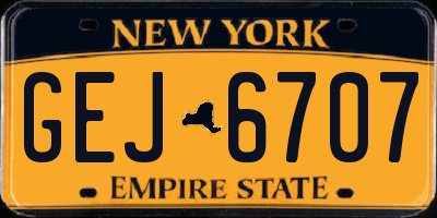 NY license plate GEJ6707