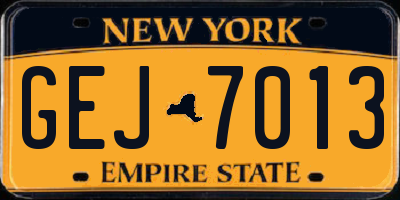 NY license plate GEJ7013