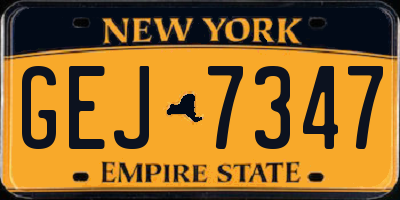 NY license plate GEJ7347