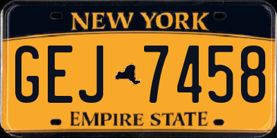 NY license plate GEJ7458