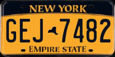 NY license plate GEJ7482