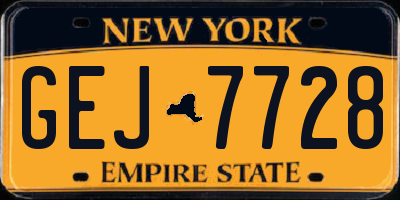 NY license plate GEJ7728