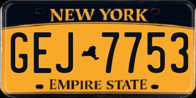 NY license plate GEJ7753