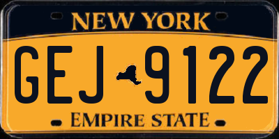 NY license plate GEJ9122