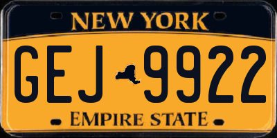 NY license plate GEJ9922