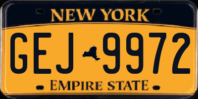 NY license plate GEJ9972
