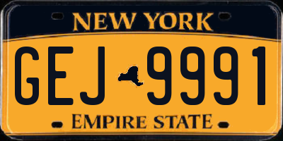 NY license plate GEJ9991
