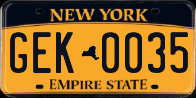 NY license plate GEK0035