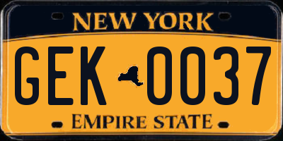 NY license plate GEK0037