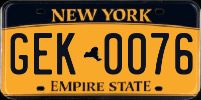 NY license plate GEK0076