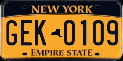 NY license plate GEK0109