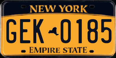 NY license plate GEK0185