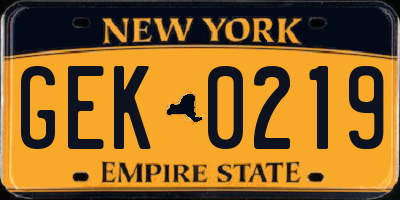 NY license plate GEK0219
