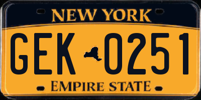NY license plate GEK0251
