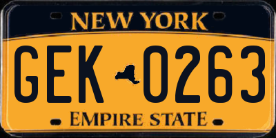NY license plate GEK0263