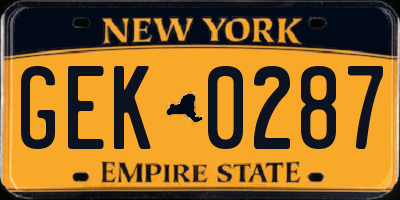 NY license plate GEK0287