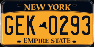NY license plate GEK0293