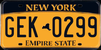 NY license plate GEK0299