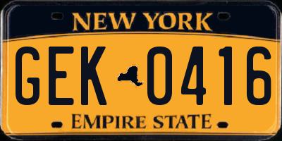 NY license plate GEK0416