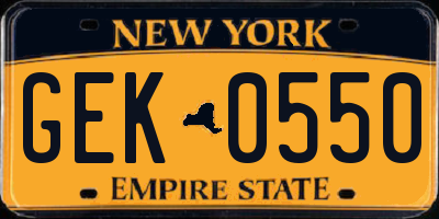 NY license plate GEK0550