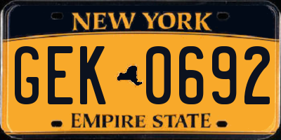 NY license plate GEK0692