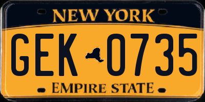 NY license plate GEK0735