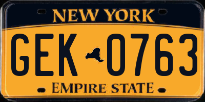 NY license plate GEK0763