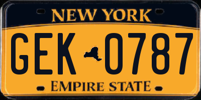 NY license plate GEK0787
