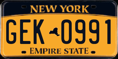 NY license plate GEK0991