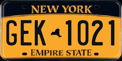 NY license plate GEK1021