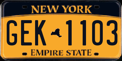 NY license plate GEK1103