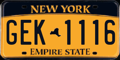 NY license plate GEK1116