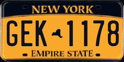NY license plate GEK1178