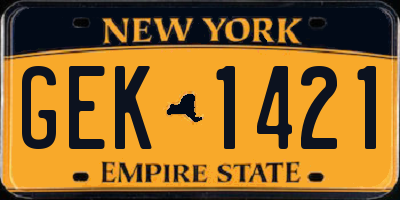 NY license plate GEK1421