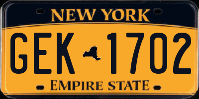 NY license plate GEK1702