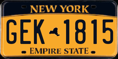NY license plate GEK1815