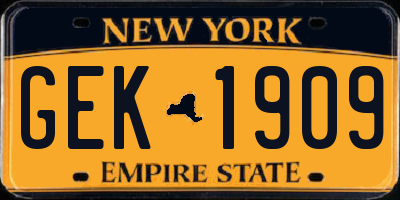 NY license plate GEK1909