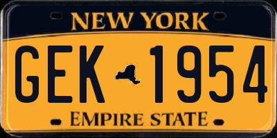 NY license plate GEK1954