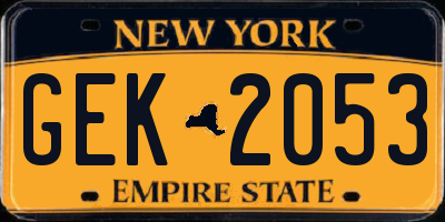 NY license plate GEK2053
