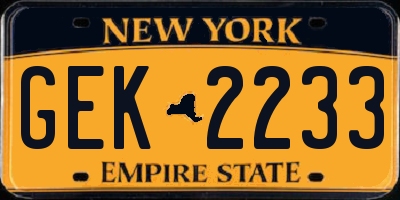 NY license plate GEK2233