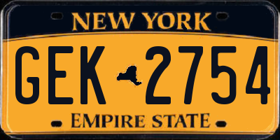 NY license plate GEK2754