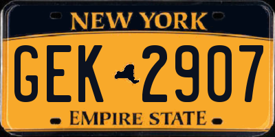 NY license plate GEK2907