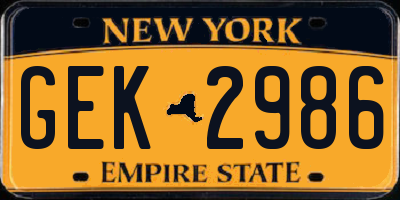 NY license plate GEK2986